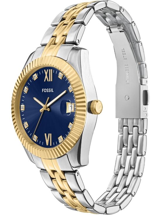 Women\'s Two Tone/Blue Gold Scarlett Quartz Stainless Steel Bracelet Wrist Watch